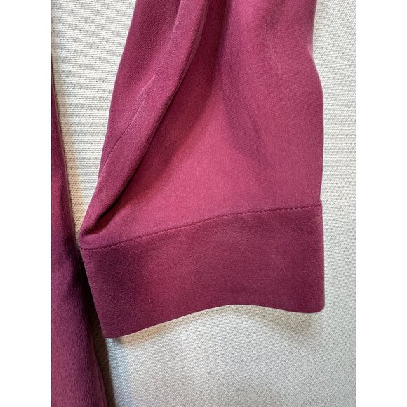 J. Jill Tunic Blouse Womens XL Burgundy Long Sleeve Silk Top Button Front Casual - Picture 9 of 12